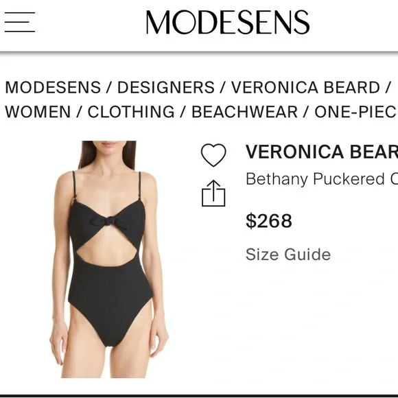 Veronica Beard Black Cut-Out One Piece Swimsuit - Picture 2 of 5